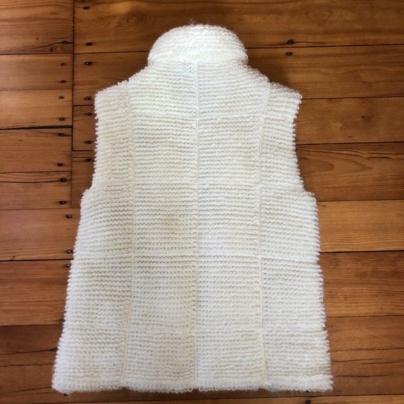 Vtg Cream Knit Quilted Puffer Vest Looped Curly Yarn - Picture 12 of 14